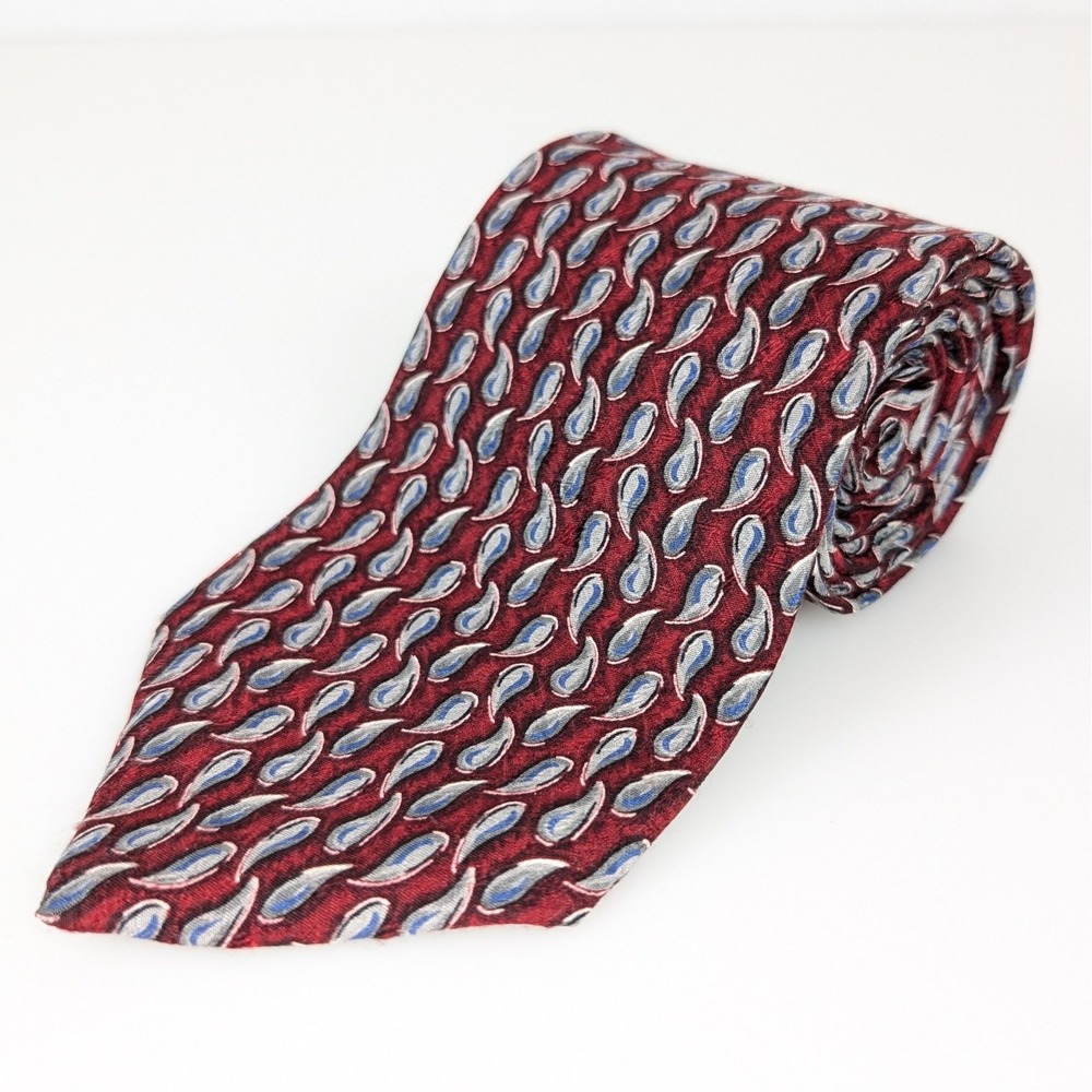 Ferrell‎ Reed Paisley Geometric Silk Wide Neck Tie Size 3.75 x 58 Maroon USA